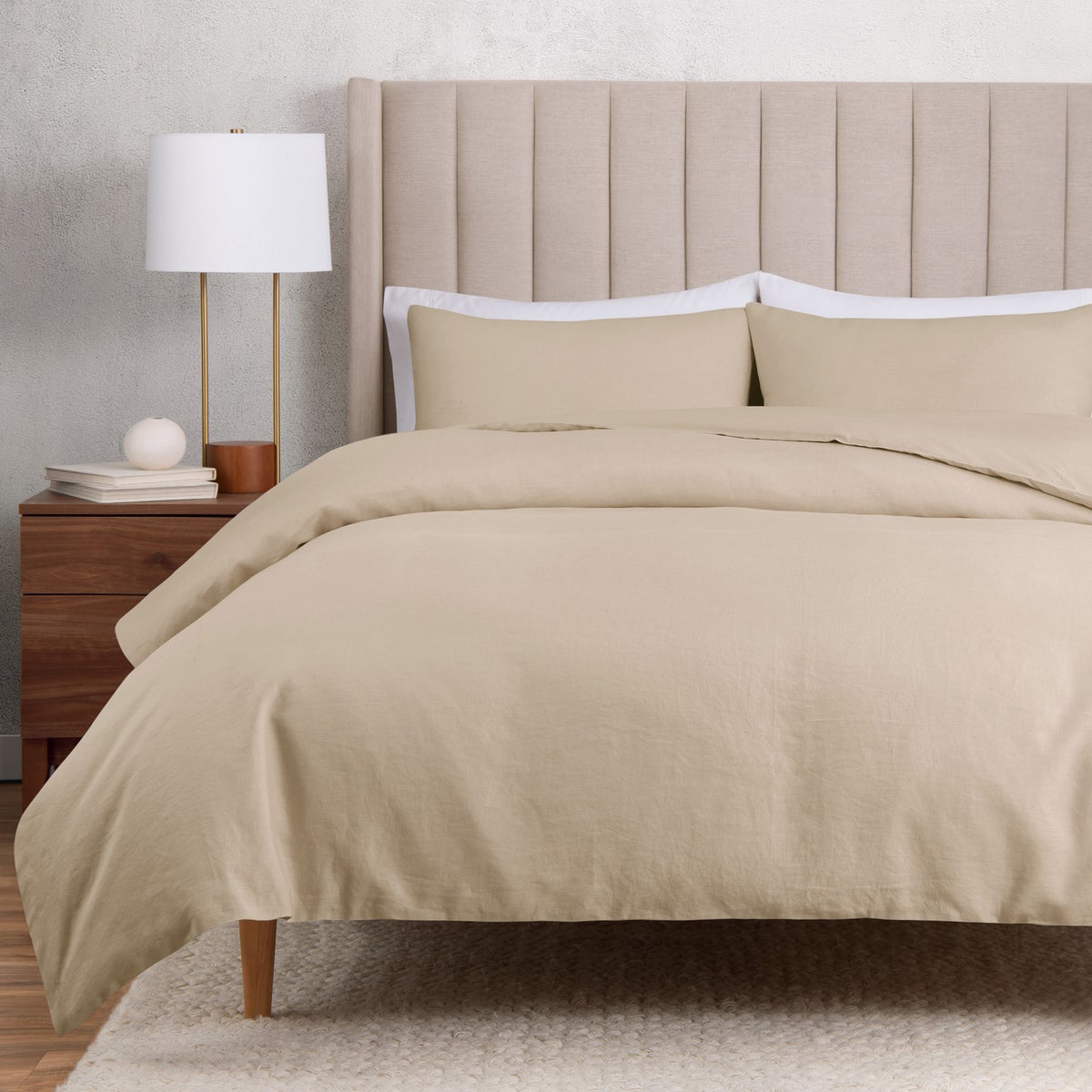 NEW - WelHome Cotton Linen Relaxed Duvet Cover, 3-piece Set, King/Cal King