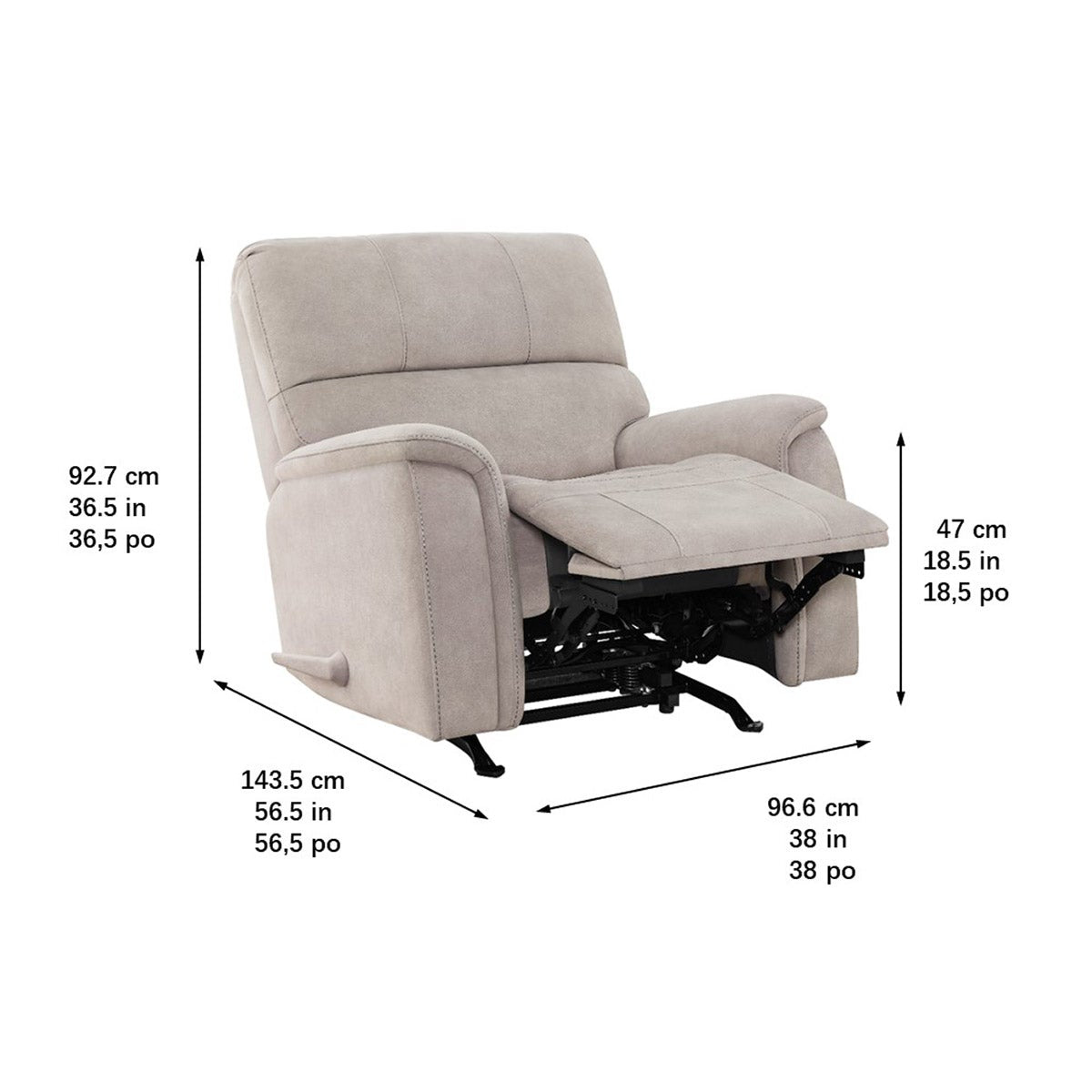 True Innovations Hayden Manual Rocker Recliner - Retail $470