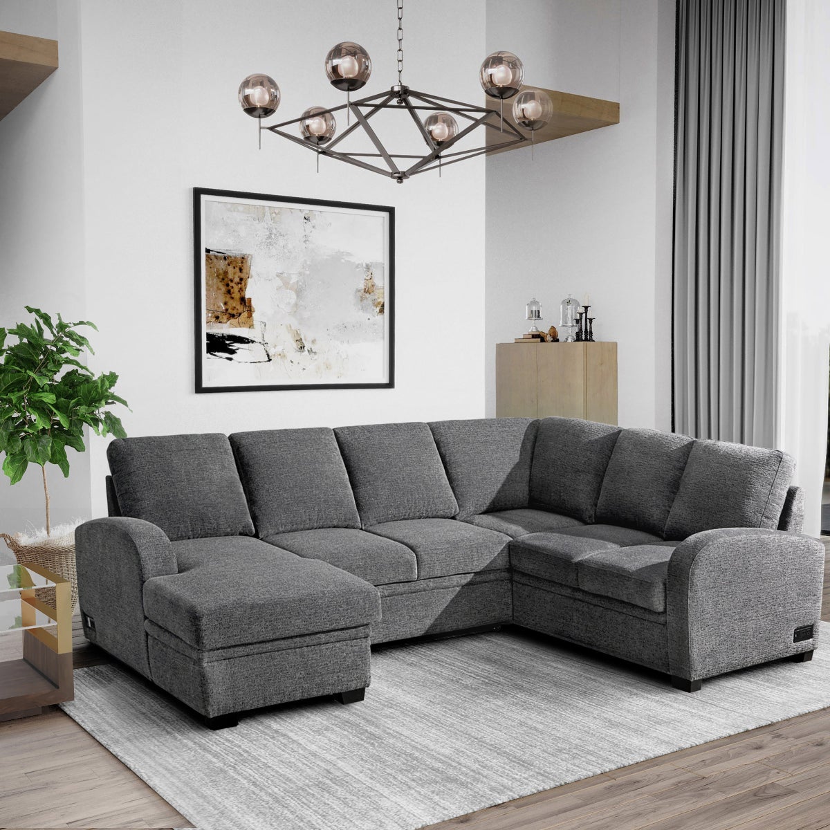 NEW w/ minor dmg - Coddle Aria Sleeper Sectional with Reversible Chaise and Storage - Retail $1800