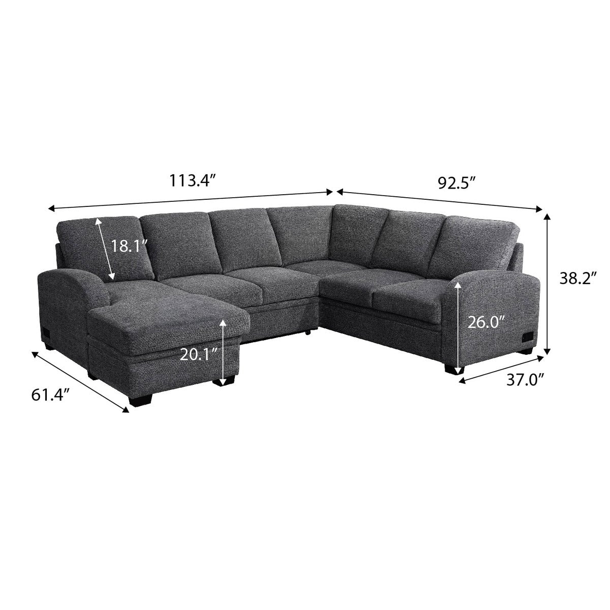 NEW w/ minor dmg - Coddle Aria Sleeper Sectional with Reversible Chaise and Storage - Retail $1800