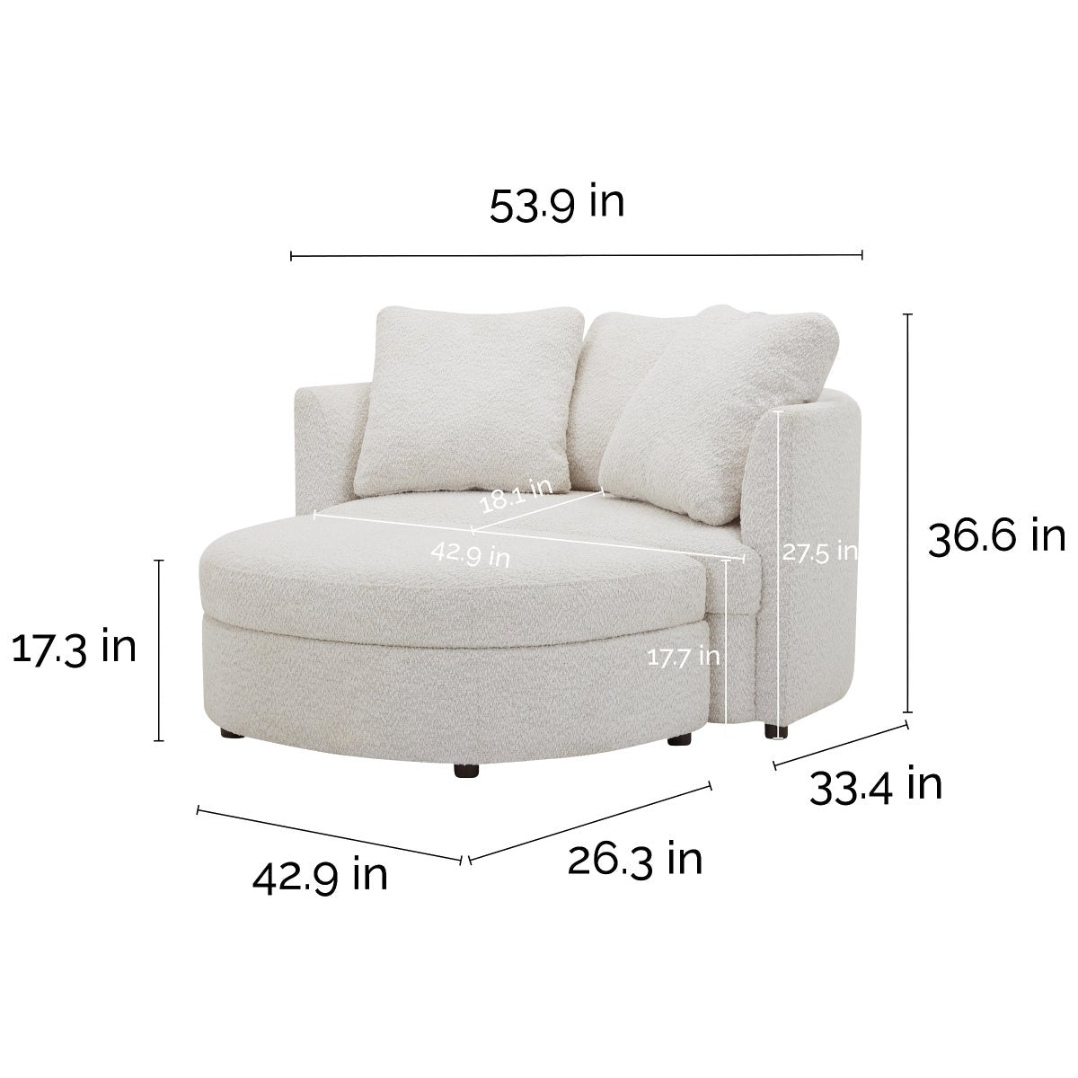 Holley Oversized Fabric Accent Chair with Storage Ottoman - Retail $500