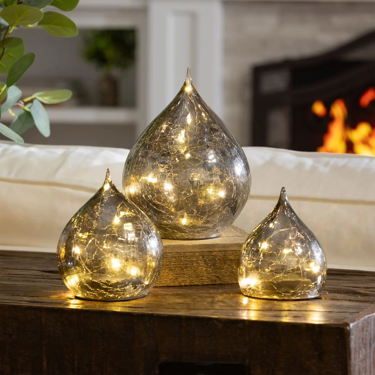 LED Glass Raindrops, set of 3 - Retail $33