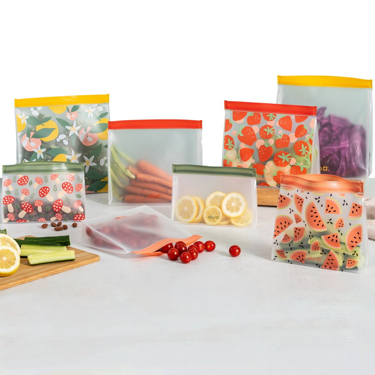 Ello Reusable Food Storage Bags, 14-piece - Retail $13