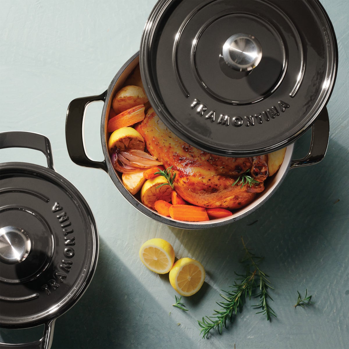 Tramontina 4-quart & 6-quart Enameled Cast Iron Round Dutch Oven, 2-pack, Black