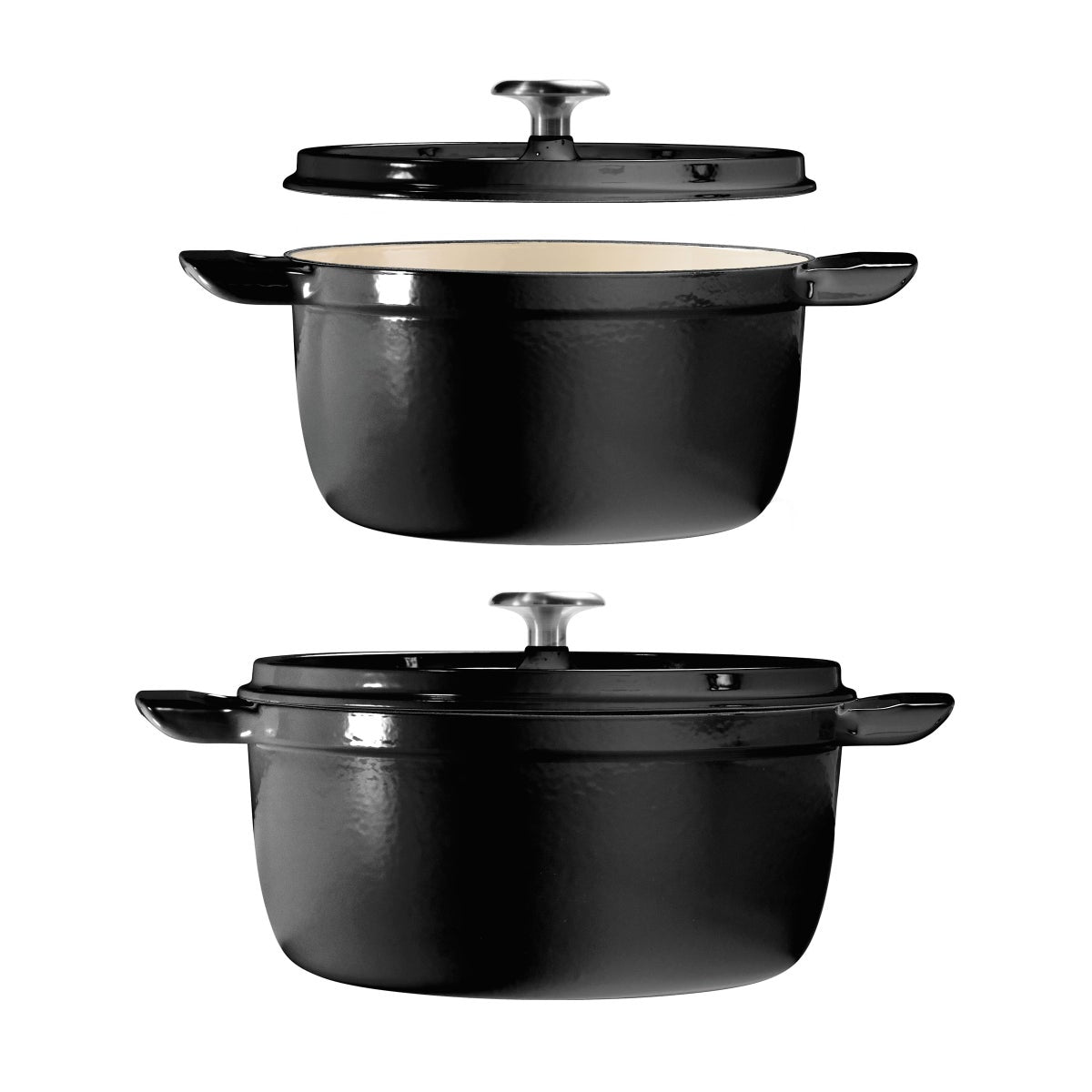 Tramontina 4-quart & 6-quart Enameled Cast Iron Round Dutch Oven, 2-pack, Black