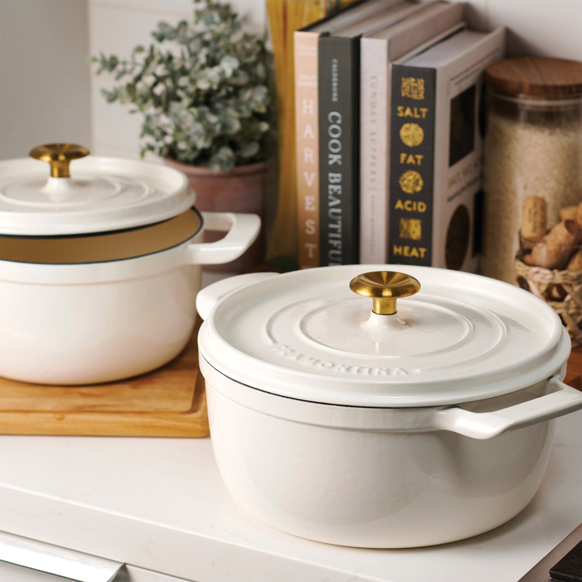 NEW - Tramontina 4-quart & 6-quart Enameled Cast Iron Round Dutch Oven, 2-pack