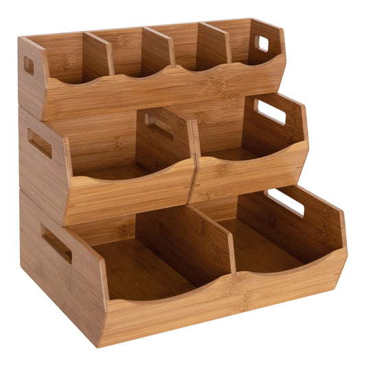 Seville Bamboo Stackable Bin Organizer, 4-piece
