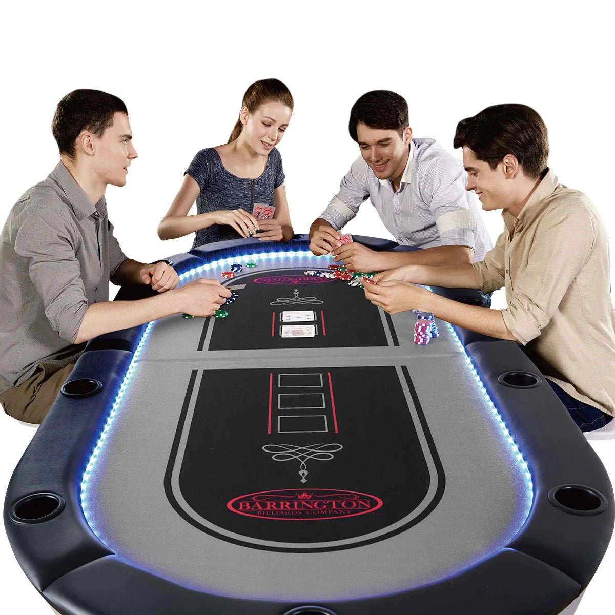 NEW - Barrington 10-player Poker Table with LED Lights - Retail $329