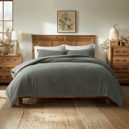 Evergrace Mini Waffle Plush Comforter 3-piece Set, KING
