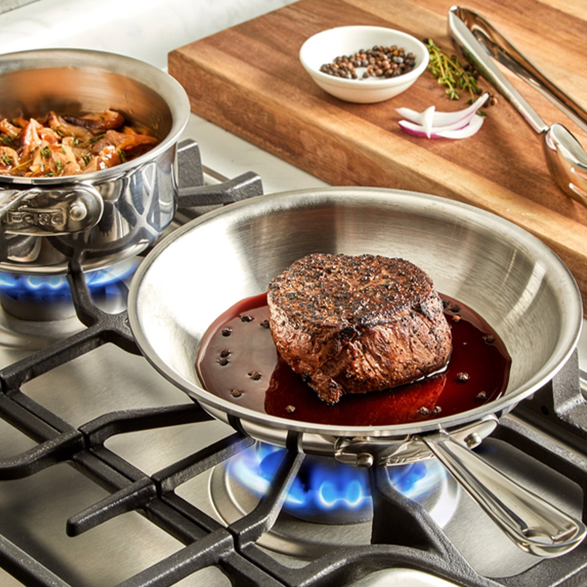 NEW - All-Clad D3 Stainless Steel 3-Ply Bonded 2-piece Fry Pan Set