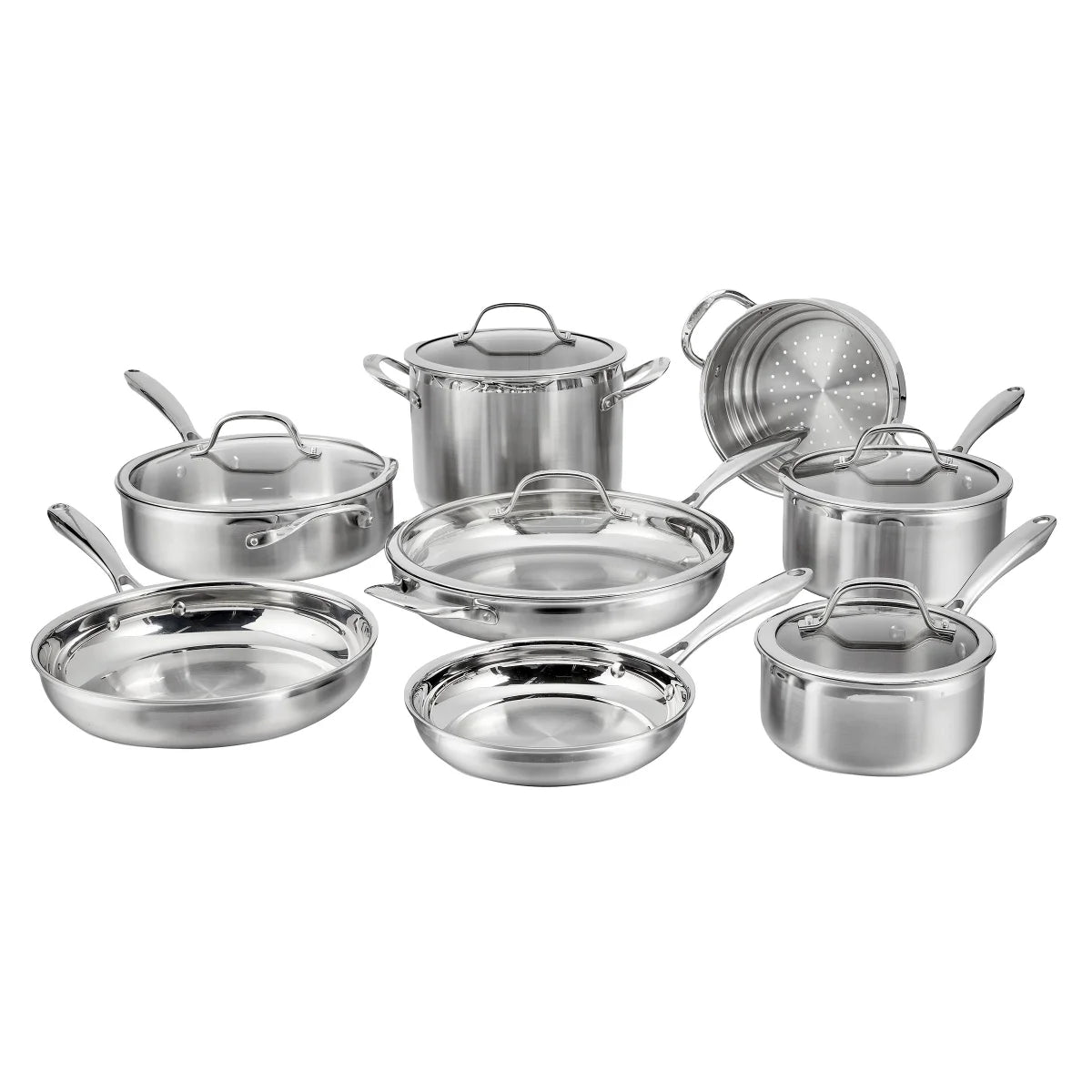 NEW - Cuisinart Tri-Ply Clad Stainless Steel 13-piece Cookware Set - Retail $199