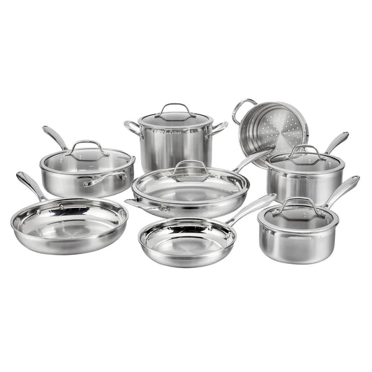 NEW - Cuisinart Tri-Ply Clad Stainless Steel 13-piece Cookware Set - Retail $199