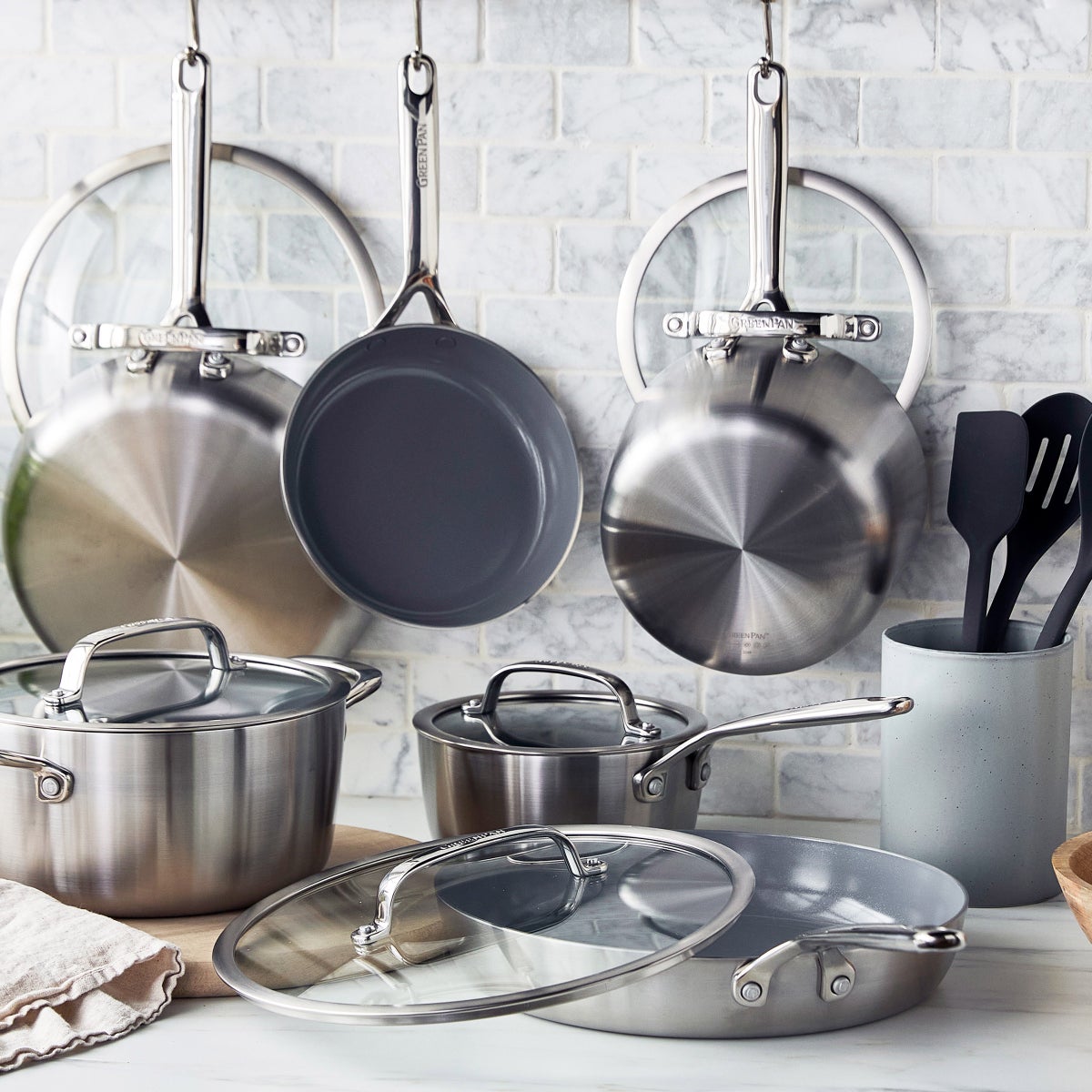 NEW - GreenPan GP3 Stainless Steel 11-piece Bundle