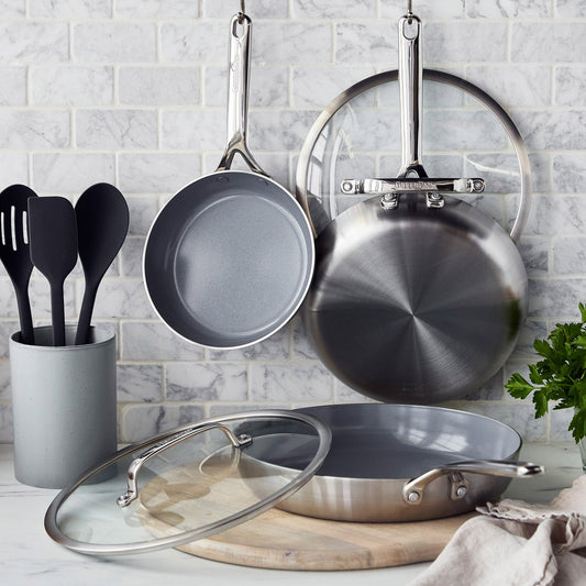 NEW- GreenPan GP3 Stainless Steel 5-piece Set  - Retail $200