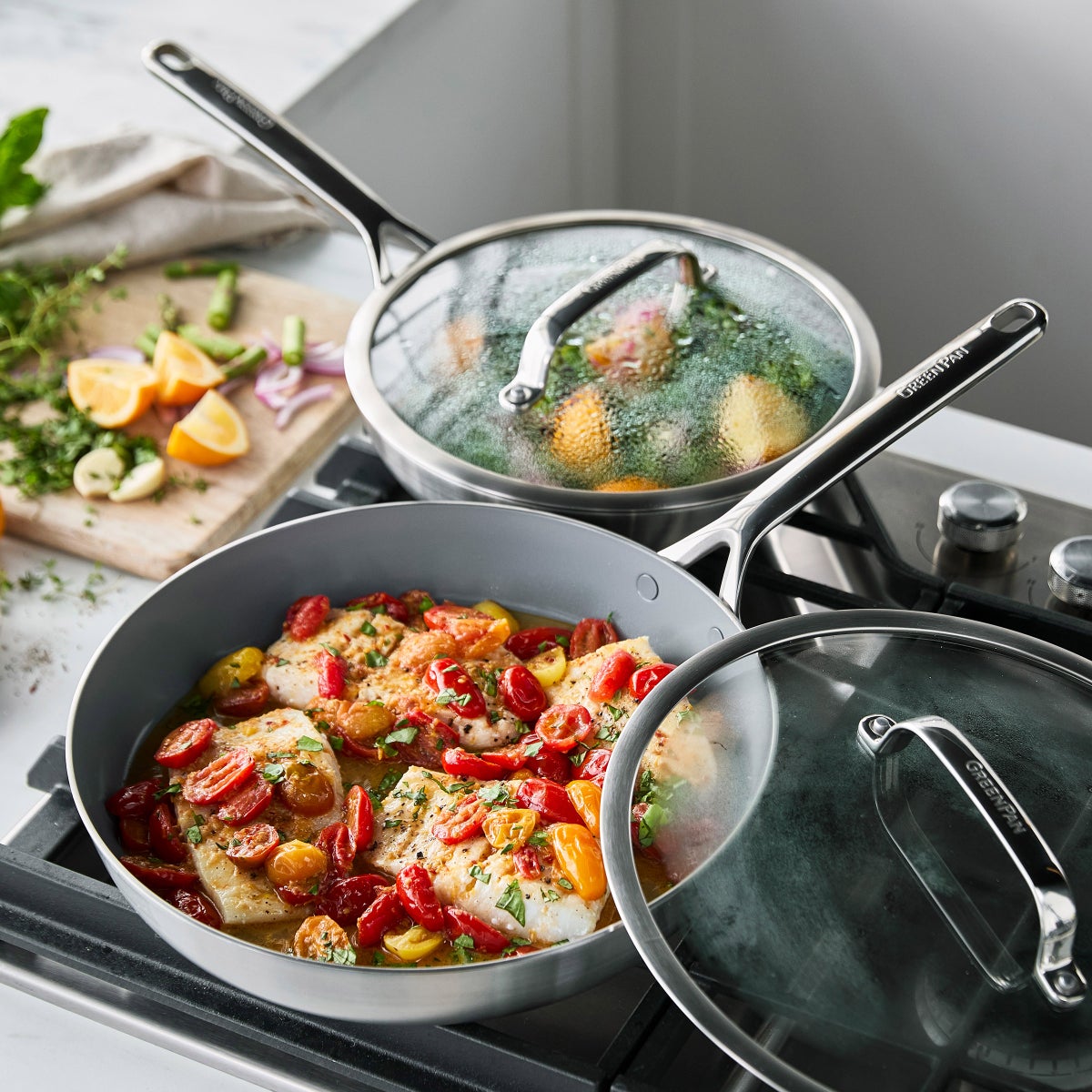 NEW- GreenPan GP3 Stainless Steel 5-piece Set  - Retail $200