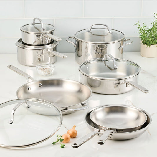 KitchenAid Tri-Ply Clad Stainless Steel 12-piece Cookware Set - Retail $240