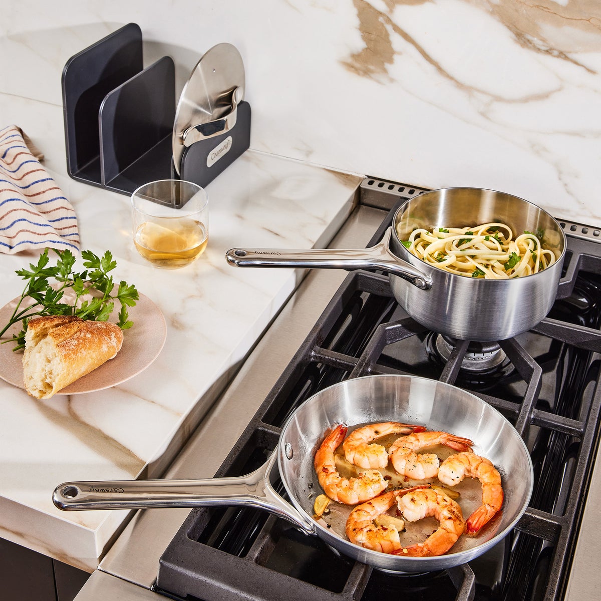 NEW - Caraway 5-ply Clad Stainless Steel 16-piece Cookware Set