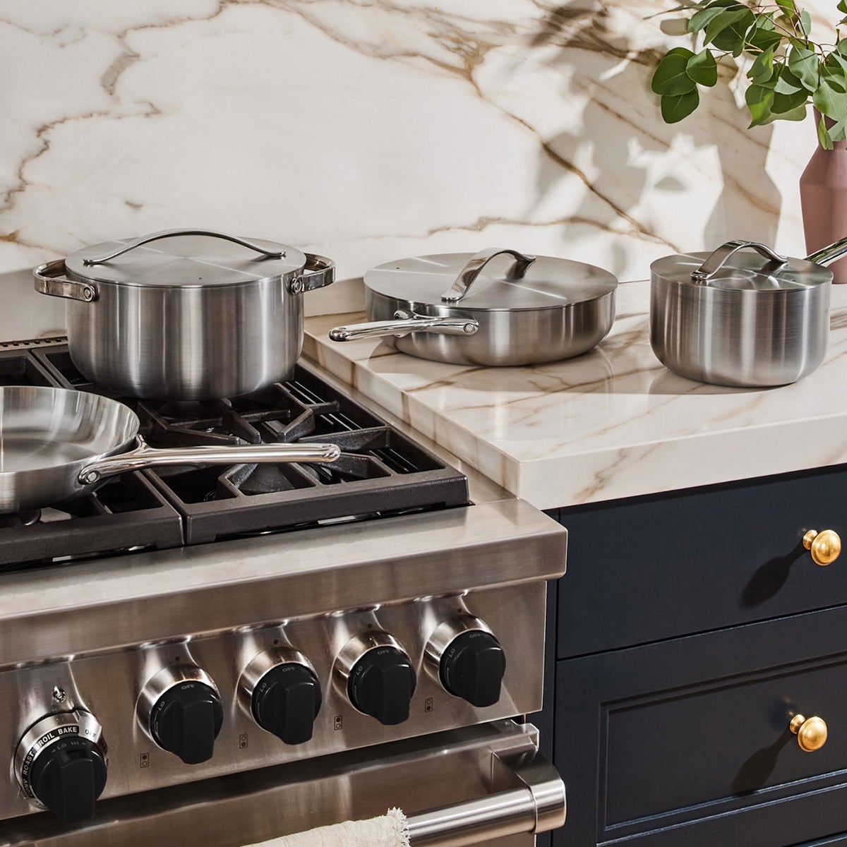 NEW - Caraway 5-ply Clad Stainless Steel 16-piece Cookware Set