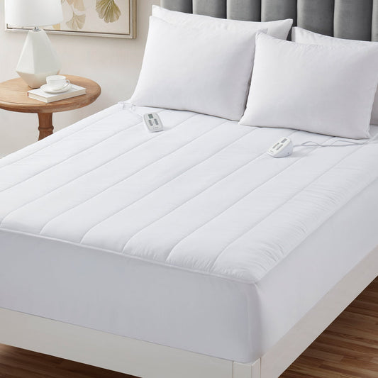 KING Brookstone Quilted-Comfort Cotton Heated Mattress Pad - Retail $100