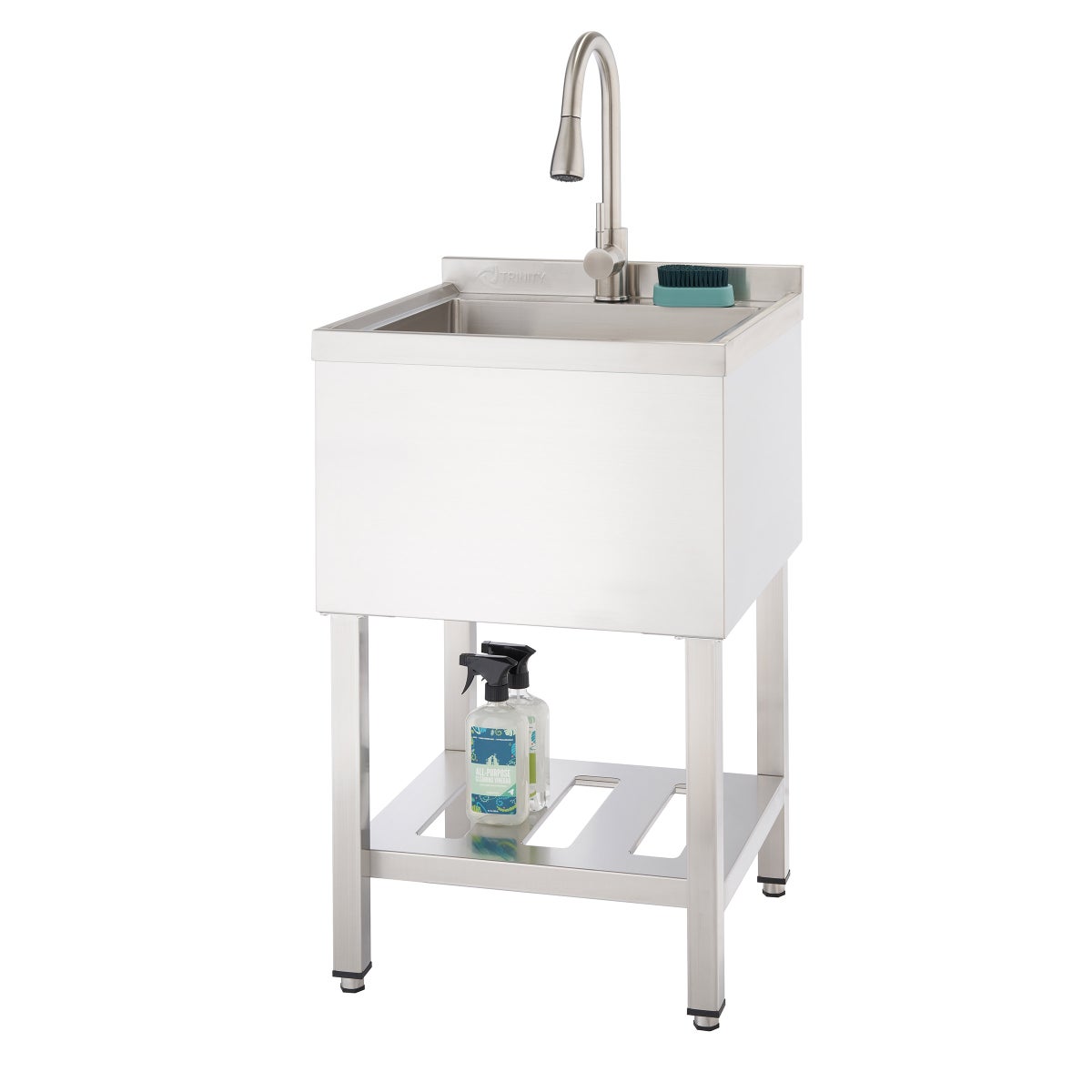 TRINITY 18" x 16" x 13" Stainless Steel Utility Sink with Pull-out Faucet - Retail $290