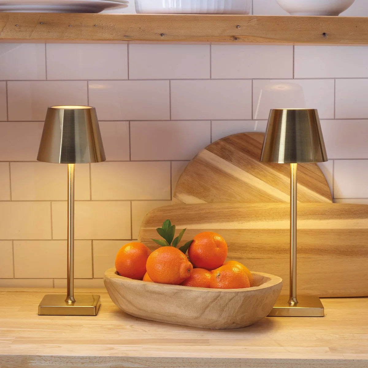 Mikasa Rechargeable GOLD LED Lamps, 2 Pack - Retail $39