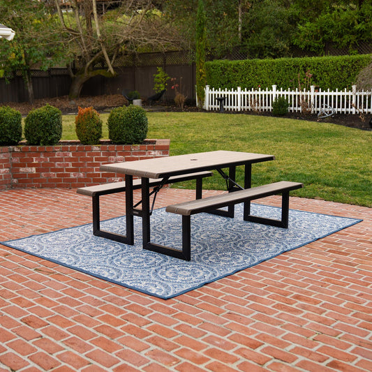 Lifetime Commercial 6 ft Folding Picnic Table with Bench Seating - Retail $270