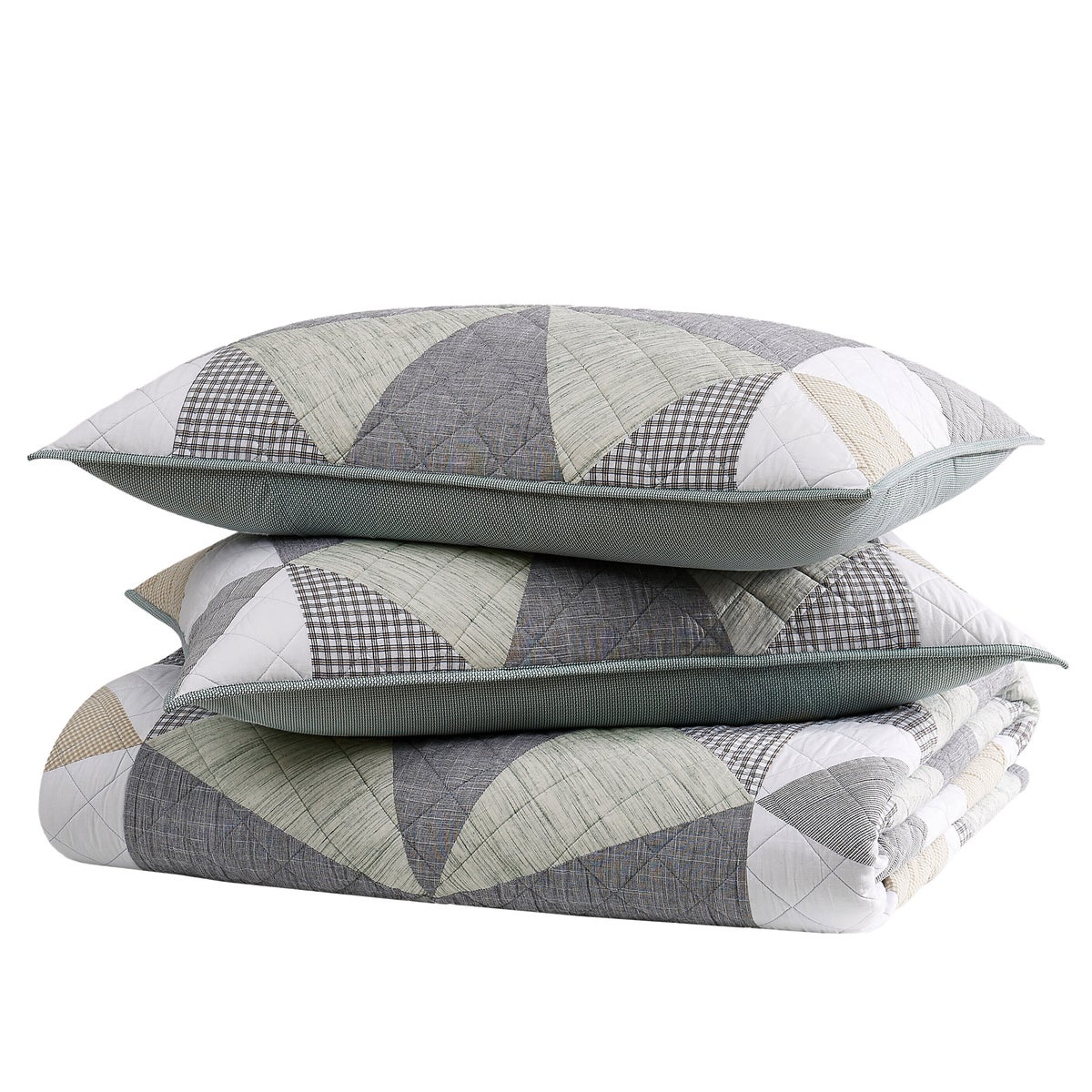 Origami KING Pieced Prairie Patchwork 3-piece Quilt Set