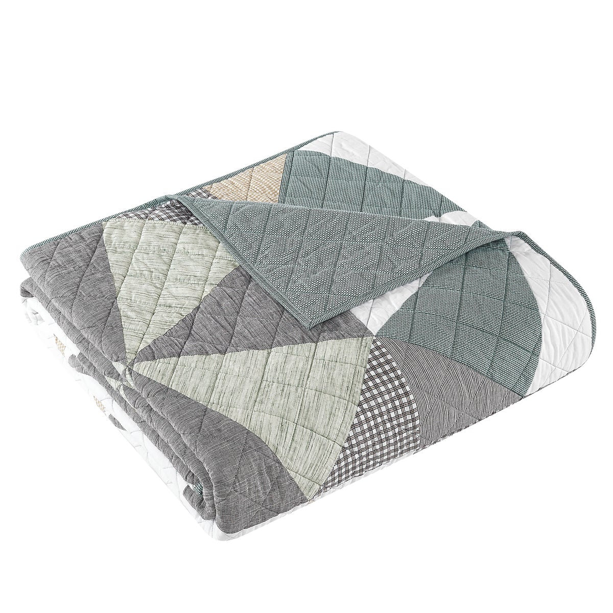 Origami KING Pieced Prairie Patchwork 3-piece Quilt Set