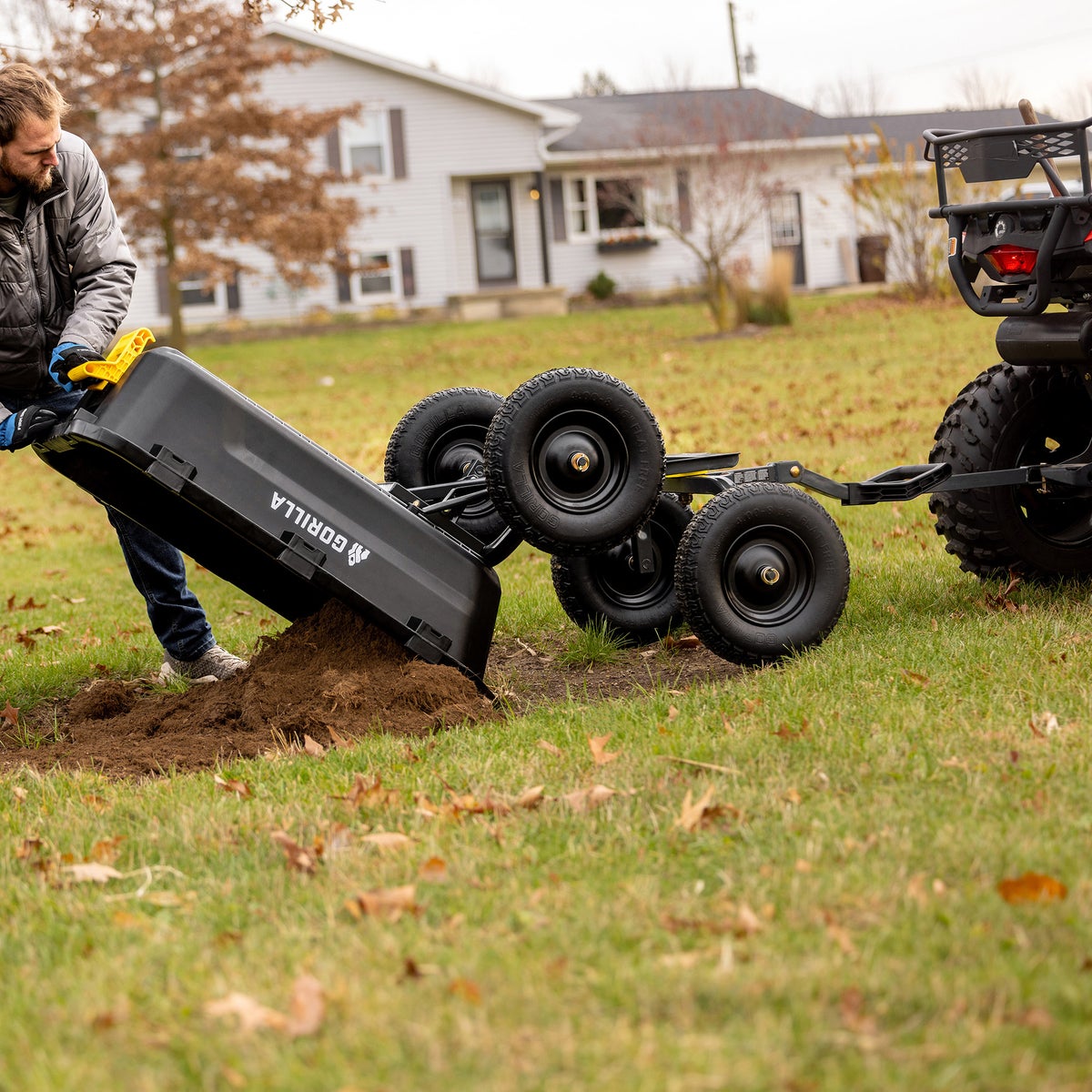 Gorilla 9 cu ft. Heavy Duty Poly Yard Dump Cart with No Flat Tires