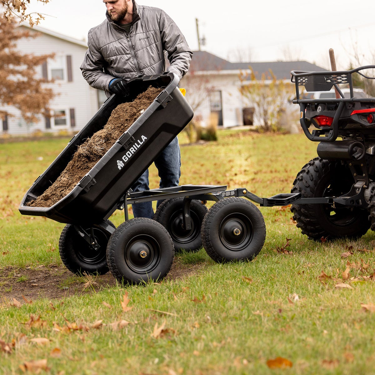 Gorilla 9 cu ft. Heavy Duty Poly Yard Dump Cart with No Flat Tires