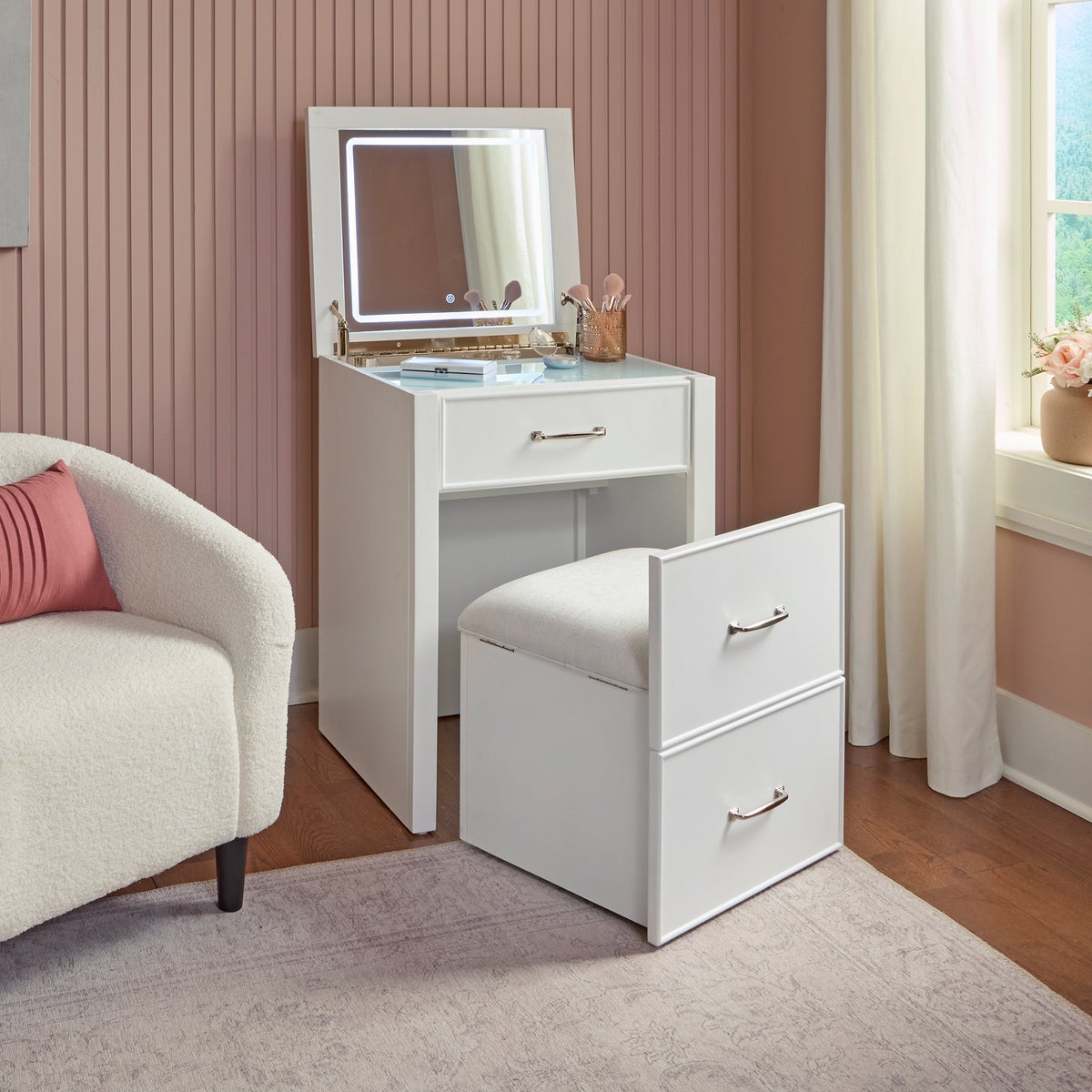 Odessa Lift-top Vanity with LED Lighted Mirror