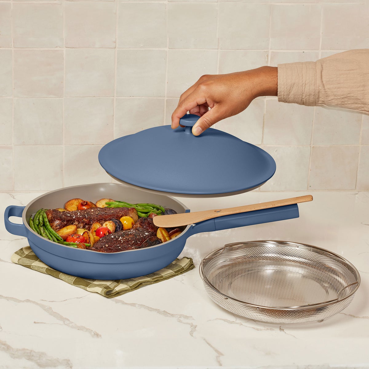 Our Place 4-piece Ceramic Nonstick 12.5” Family Sized Always Pan with Steamer