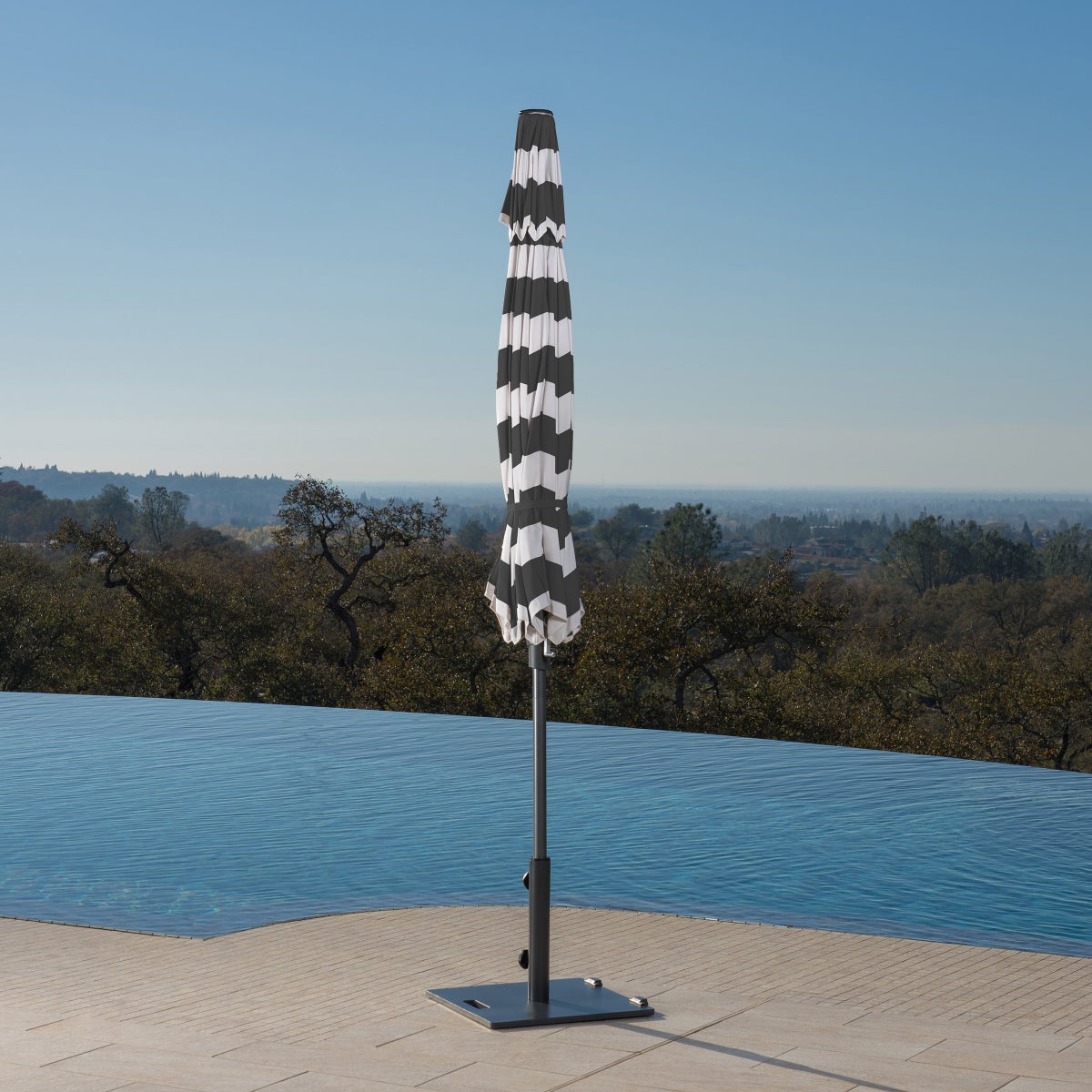 SunVilla 10' Auto-Tilt Market Umbrella, Black & White