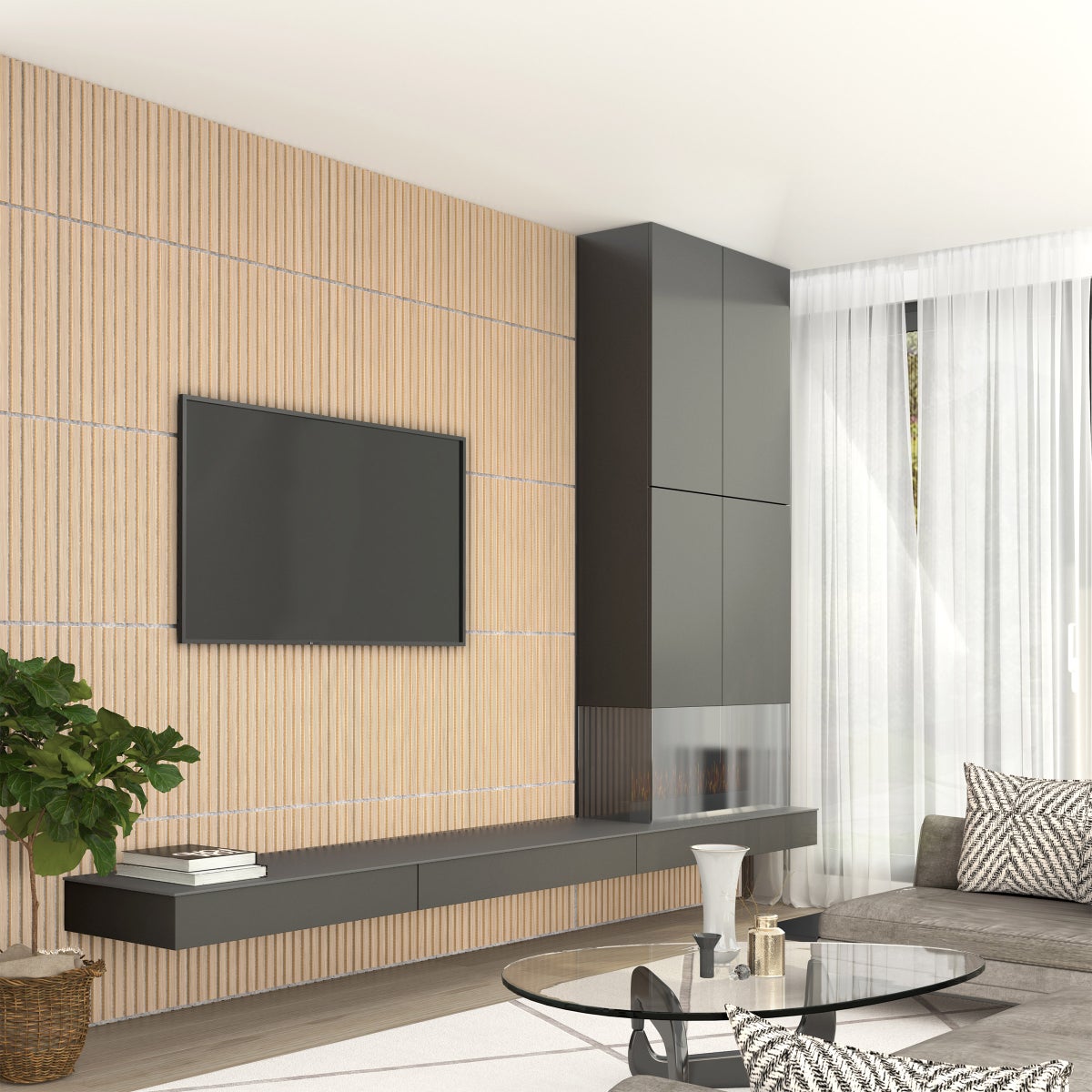 Artika Sonolok Sound-Absorbing Slatted Panel Kit - Oak