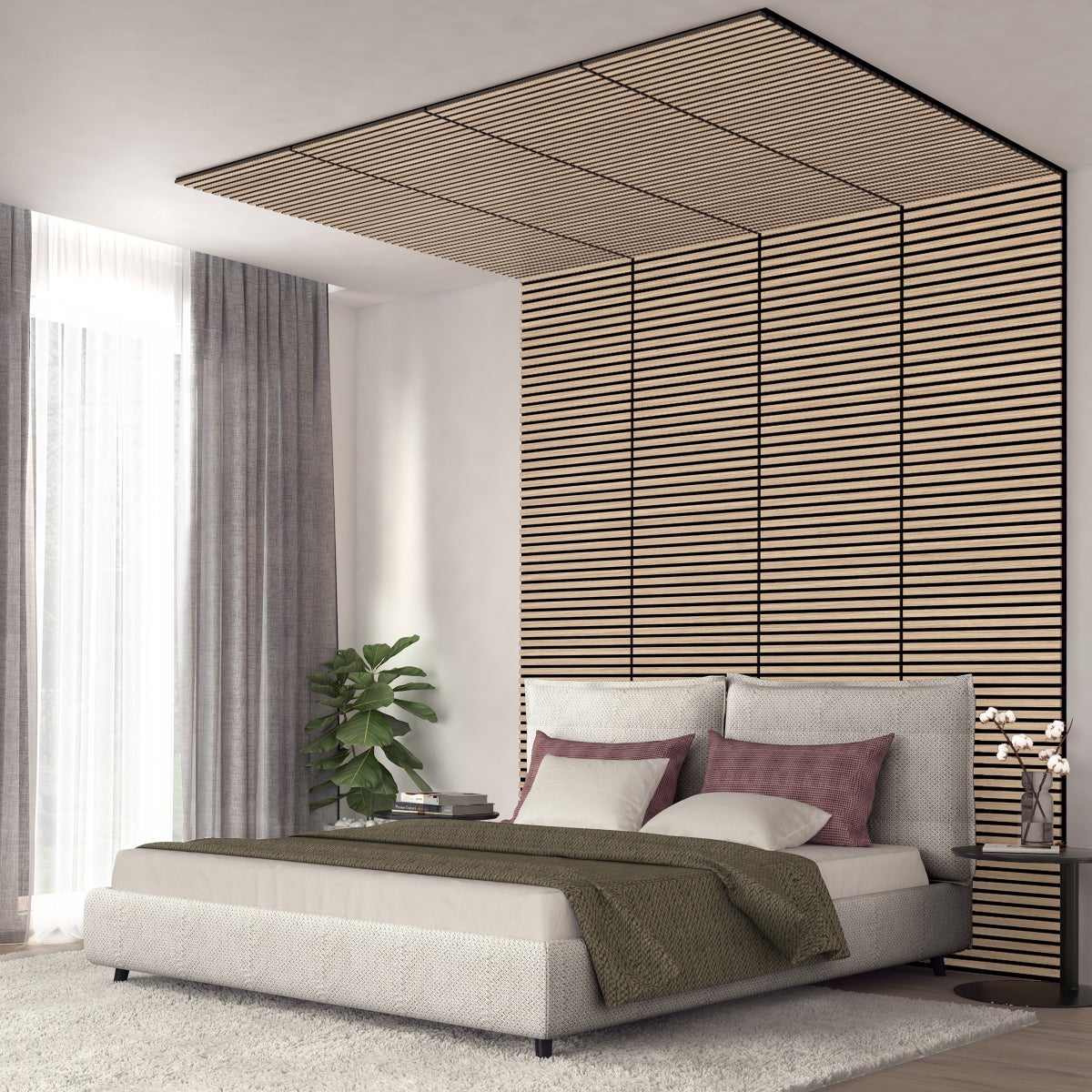 Artika Sonolok Sound-Absorbing Slatted Panel Kit - Oak and Black