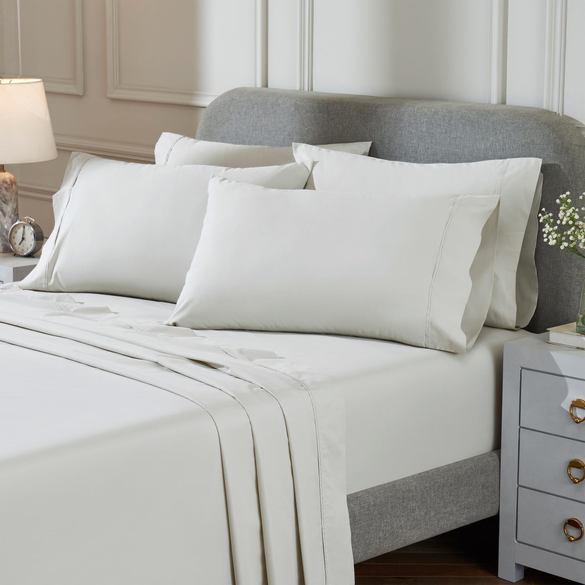 TheraLuxe by Therapedic 300 Thread Count 6-piece Peached Percale Sheet Set, Queen, Green