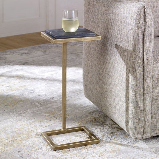 Cailin 23" Side Table, Black Marble