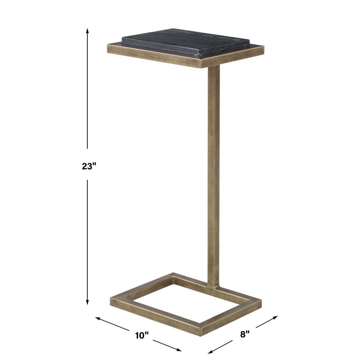 Cailin 23" Side Table, Black Marble