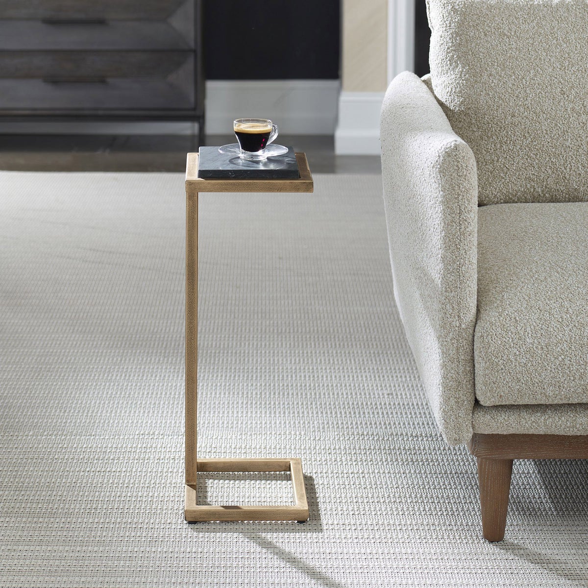 Cailin 23" Side Table, Black Marble