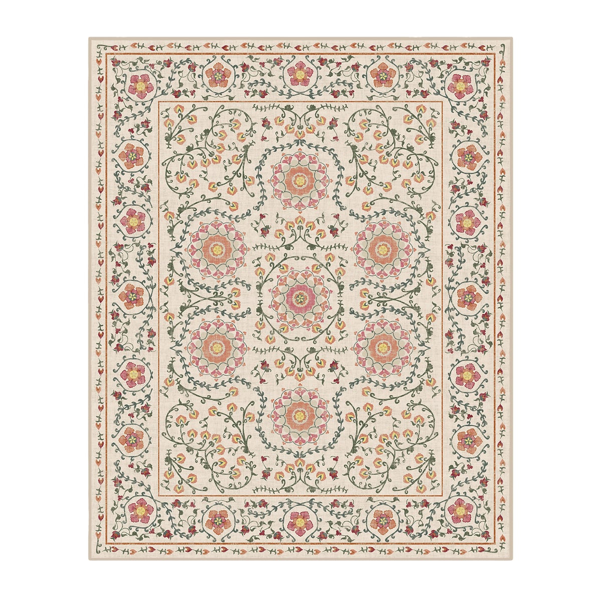 Ruggable Flatwoven Washable Suzani Rug, 8’ x 10’