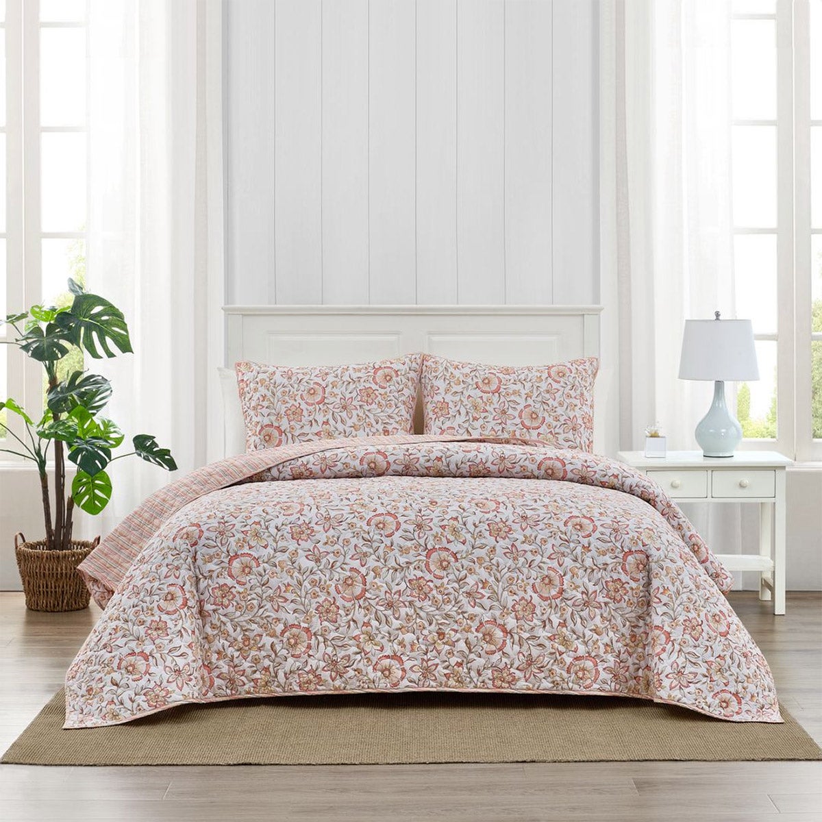 Caro Home 3-piece Cotton Quilt Set, Manda, Queen