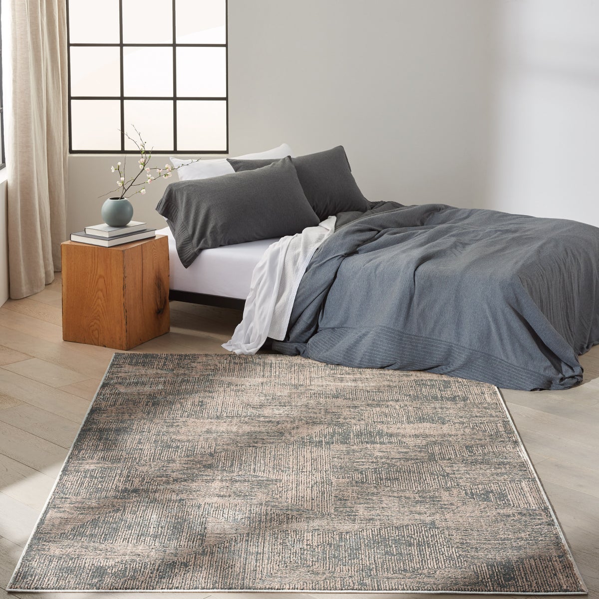 Calvin Klein Luminosity Black Ivory Area Rug, 6'6"x9'2"