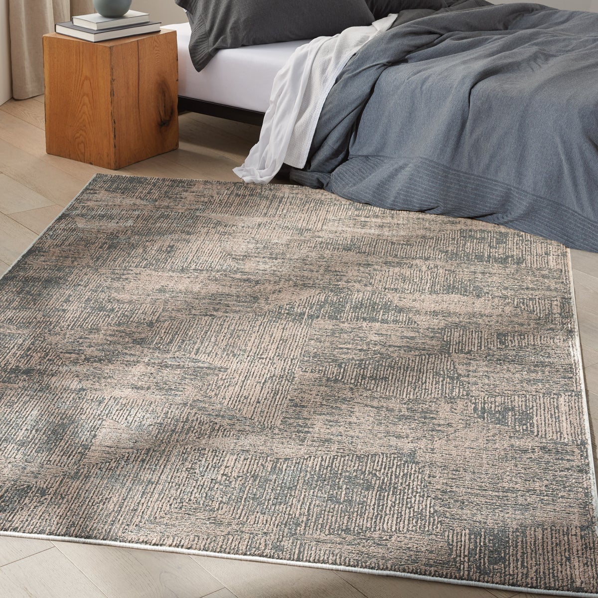 Calvin Klein Luminosity Black Ivory Area Rug, 6'6"x9'2"