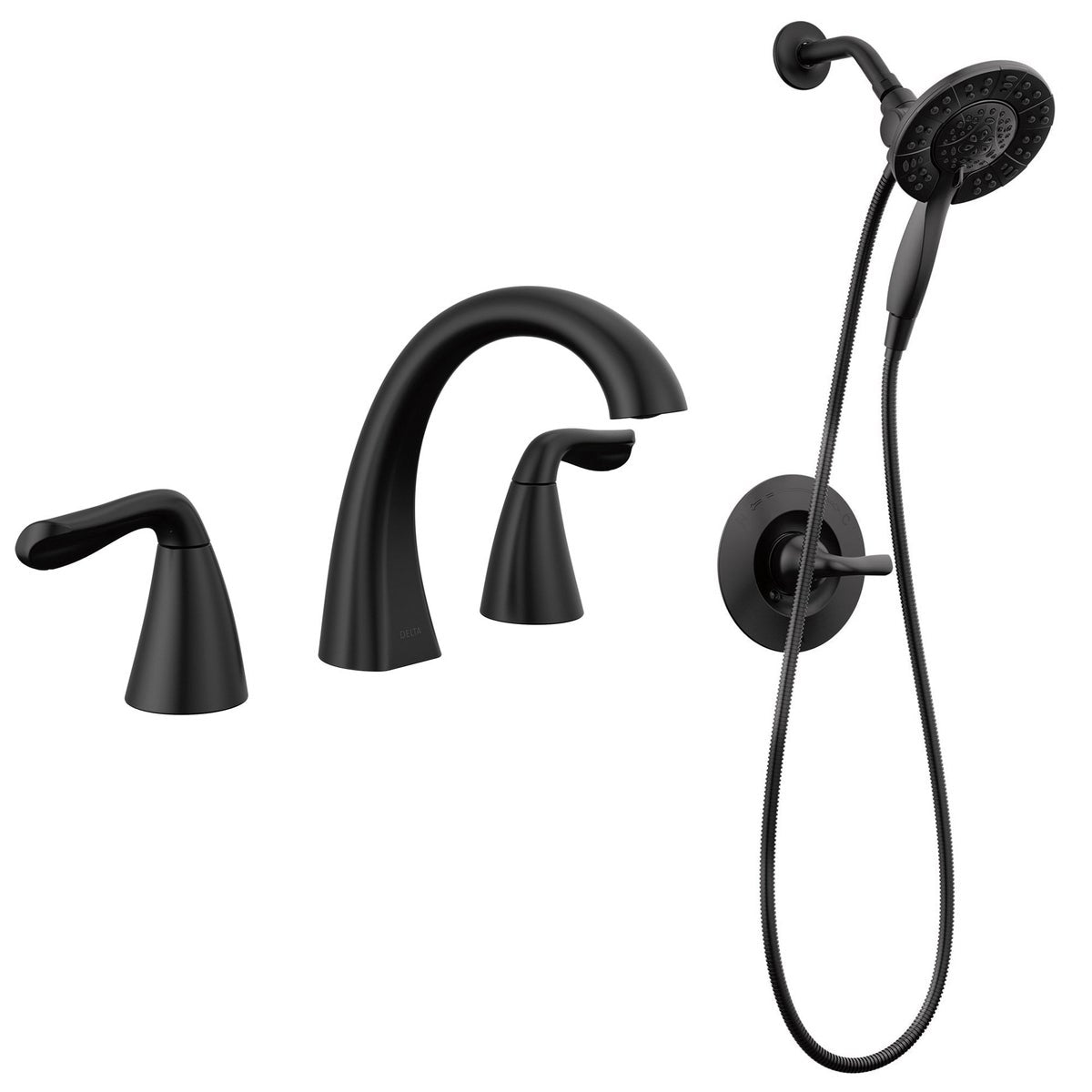 NEW - Delta Arvo Widespread Faucet with Shower Trim & In2ition Showerhead