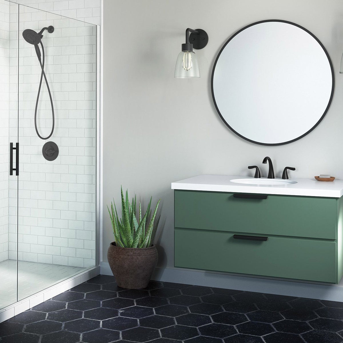 NEW - Delta Arvo Widespread Faucet with Shower Trim & In2ition Showerhead