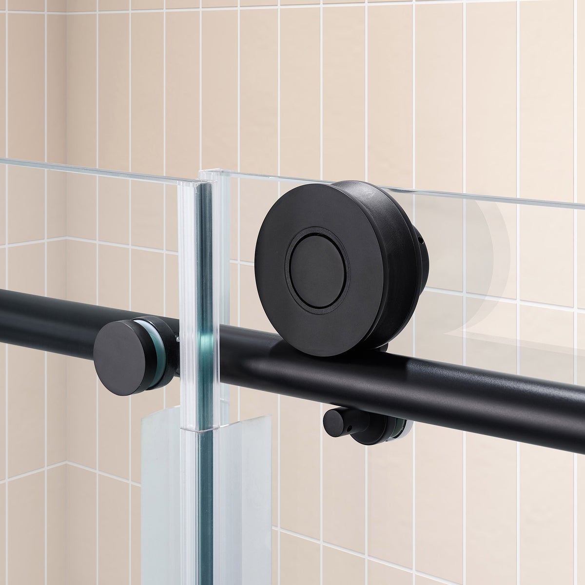 OVE Decors 60" Matte Black Renfrew Frameless Soft-close Sliding Shower Door