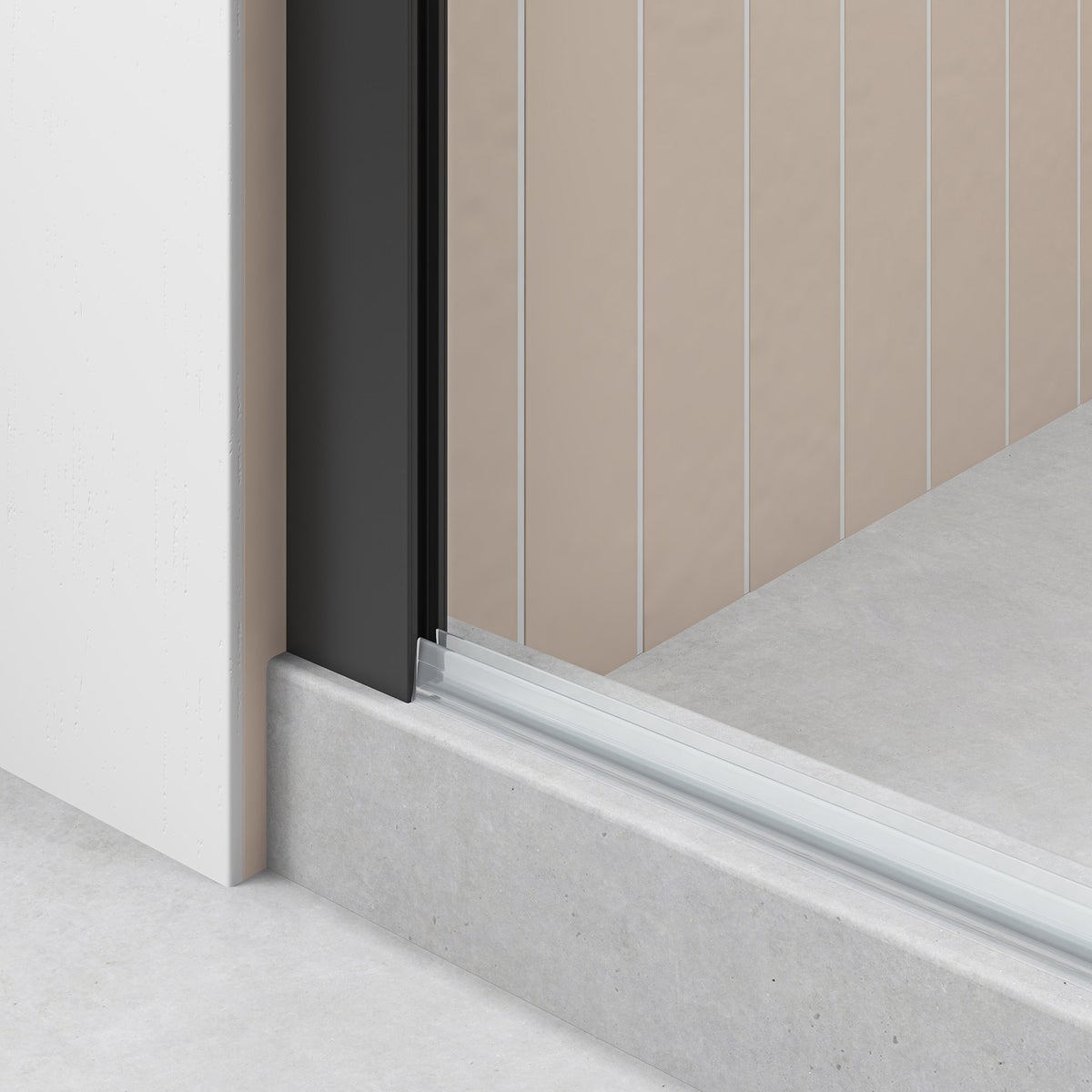 OVE Decors 60" Matte Black Renfrew Frameless Soft-close Sliding Shower Door