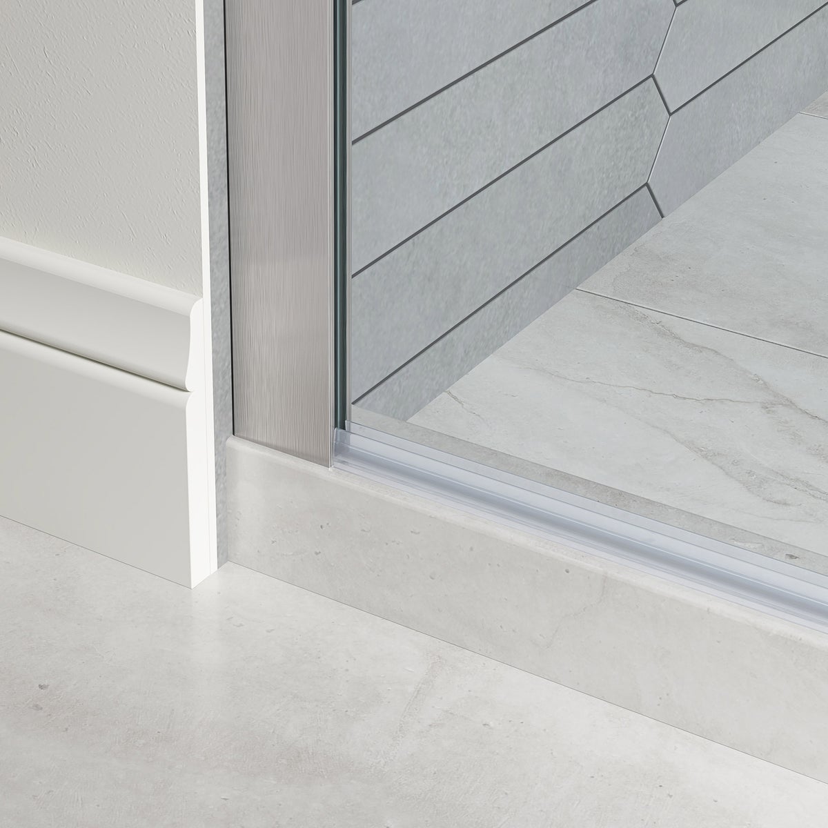 OVE Decors Renfrew Frameless Soft-close Sliding Shower Door - Satin nickel