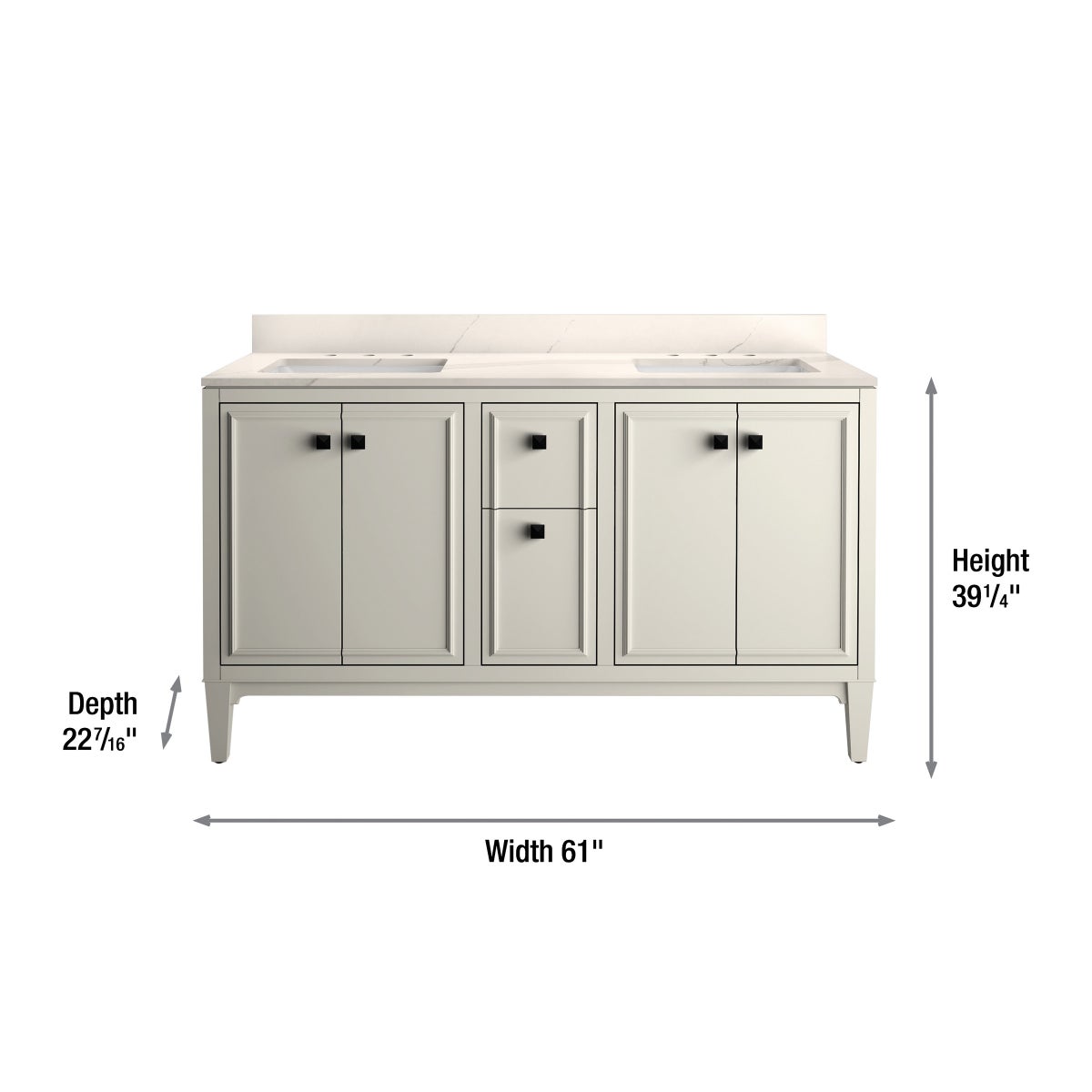 NEW - Kohler Clave 60" Bathroom Vanity Cabinet with Sink and Quartz Top