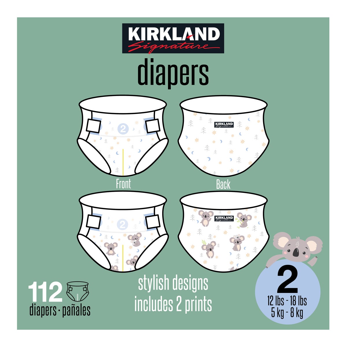 NEW - Kirkland Signature Diaper Size 2, 112-count